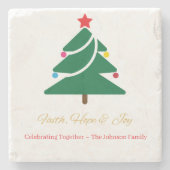 Christmas Stone Coaster with Holiday Motifs ストーンコースター (正面)