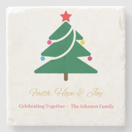 Christmas Stone Coaster with Holiday Motifs ストーンコースター