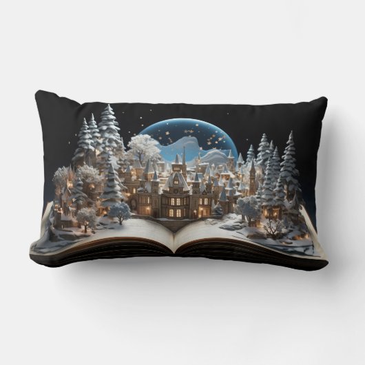 Christmas Storybook Snow-Globe Village ランバークッション (正面)