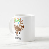 Christmas String Lights Antlers Reindeer Face コーヒーマグカップ (正面左)