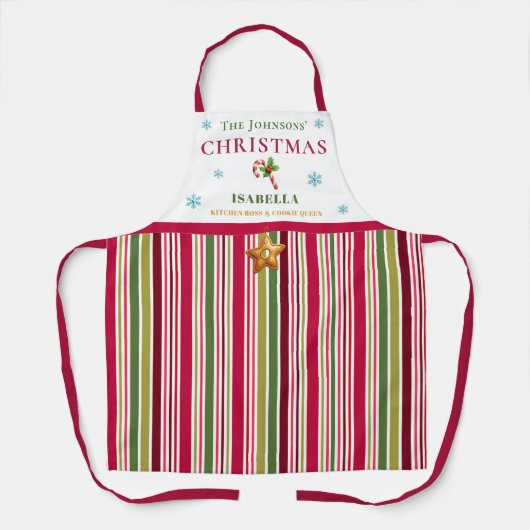 Christmas Striped– Holiday Cooking & Baking Gift エプロン (正面)