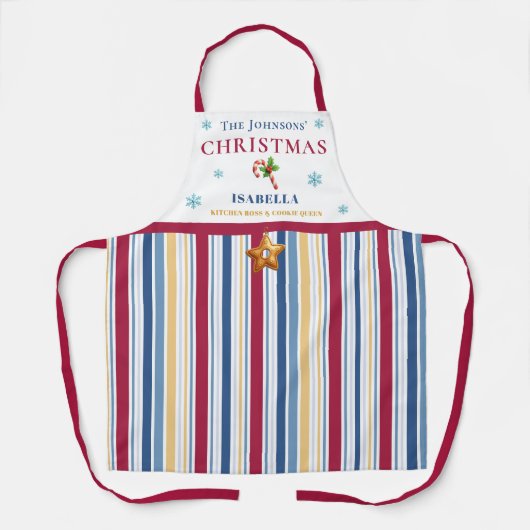 Christmas Striped– Holiday Cooking & Baking Gift エプロン (正面)