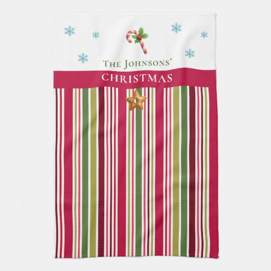 Christmas Striped– Holiday Cooking & Baking Gift キッチンタオル (縦)