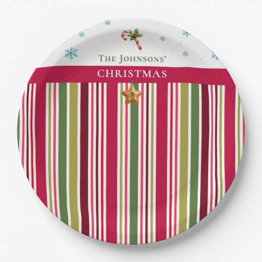Christmas Striped– Holiday Cooking & Baking Gift ペーパープレート (正面)