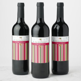 Christmas Striped– Holiday Cooking & Baking Gift ワインラベル