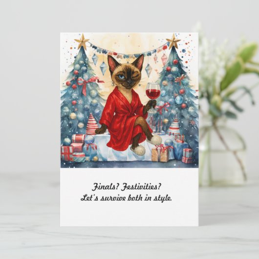 Christmas Study Break Invitation Siamese Cat 招待状 (スタンド正面)