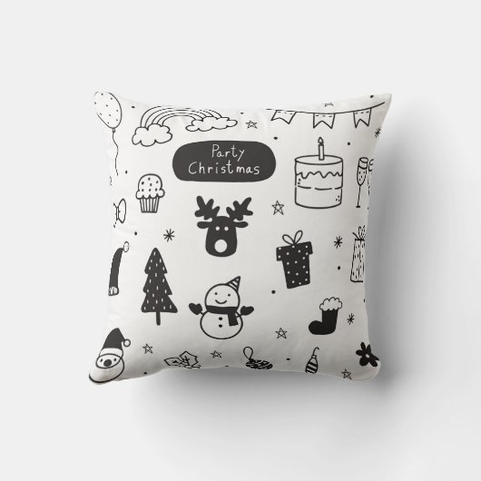 Christmas style black and white クッション (裏面)