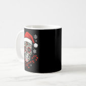 Christmas Sugar Calavera Skull Santa Hat Candy Can コーヒーマグカップ (正面左)