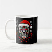 Christmas Sugar Calavera Skull Santa Hat Candy Can コーヒーマグカップ (左)