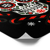Christmas Sugar Calavera Skull Santa Hat Candy Can ポスター (角)