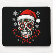 Christmas Sugar Calavera Skull Santa Hat Candy Can マウスパッド (正面)