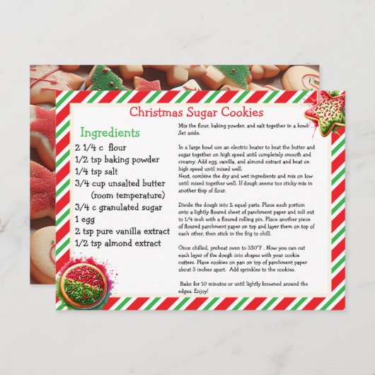 Christmas Sugar Cookies Recipe Card ポストカード (正面/裏面)