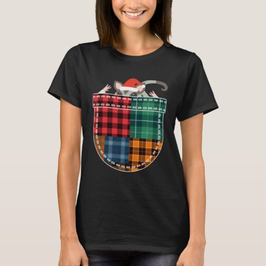Christmas Sugar Glider with Santa Hat in Plaid Poc Tシャツ (正面)