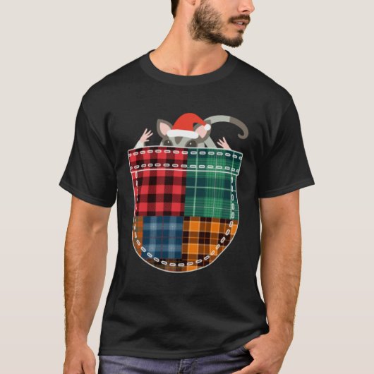 Christmas Sugar Glider with Santa Hat in Plaid Poc Tシャツ (正面)