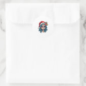 Christmas Sugar Skull Art Woman Santa Hat Festive  ラウンドシール (バッグ)