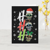 Christmas Sugar Skull Ho Ho Ho Xmas Mexican Men Wo カード (黄色い花)