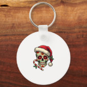 Christmas Sugar Skull Santa Hat Day Of The Dead Xm キーホルダー (正面)