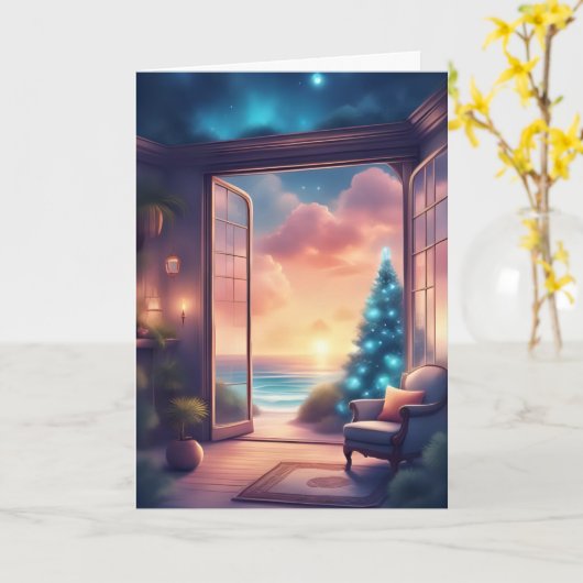 Christmas Sunset by the Sea カード (黄色い花)