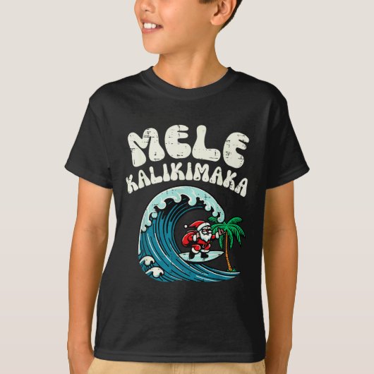 Christmas Surfing Santa Mele Kalikimaka Xmas Men B Tシャツ (正面)