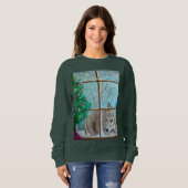 Christmas sweatshirt: Deer looking through window スウェットシャツ (正面フル)