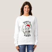 Christmas Sweatshirt Lades - Santa Paws Cat スウェットシャツ (正面フル)