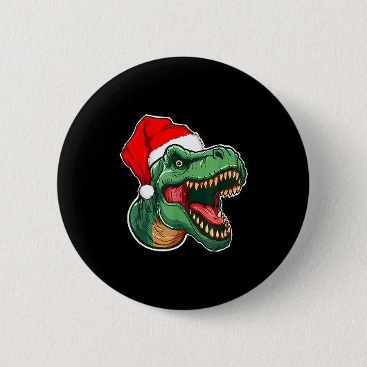 Christmas T-rex  缶バッジ (正面)
