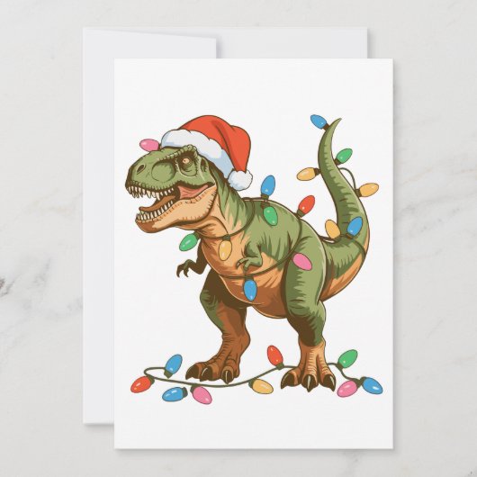 Christmas T Rex Dinosaur Xmas Dino Tyrannosaurus シーズンカード (正面)