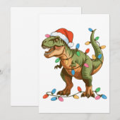 Christmas T Rex Dinosaur Xmas Dino Tyrannosaurus シーズンカード (正面/裏面)