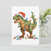 Christmas T Rex Dinosaur Xmas Dino Tyrannosaurus シーズンカード (スタンド正面)