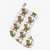 Christmas T Rex Dinosaur Xmas Dino Tyrannosaurus スモールクリスマスストッキング (正面 (吊り時))