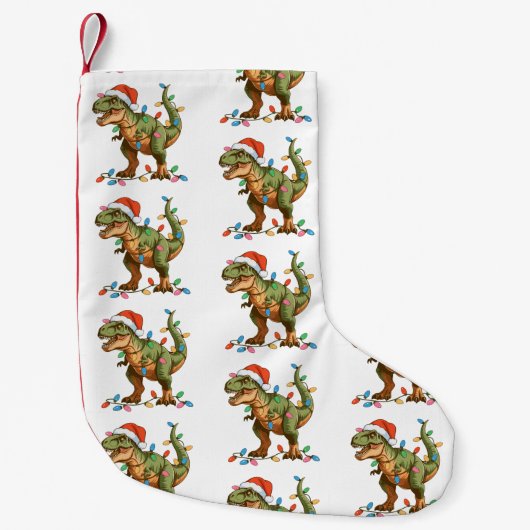 Christmas T Rex Dinosaur Xmas Dino Tyrannosaurus スモールクリスマスストッキング (正面)