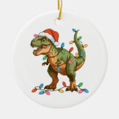 Christmas T Rex Dinosaur Xmas Dino Tyrannosaurus セラミックオーナメント (正面)