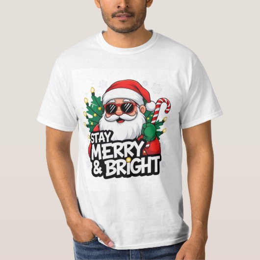  Christmas T-Shirt for Teens  Stay Merry & Bright Tシャツ (正面)