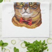 Christmas Tabby Cat Hand Towel キッチンタオル (折り畳み)