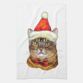 Christmas Tabby Cat Hand Towel キッチンタオル (縦)
