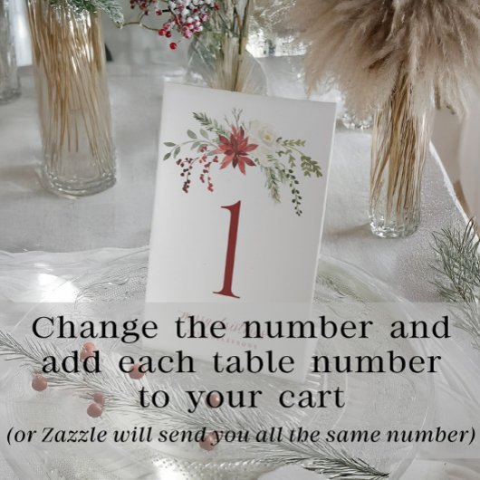 Christmas Table Numbers Elegant Berries Greenery 台座サイン