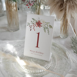 Christmas Table Numbers Elegant Berries Greenery 台座サイン