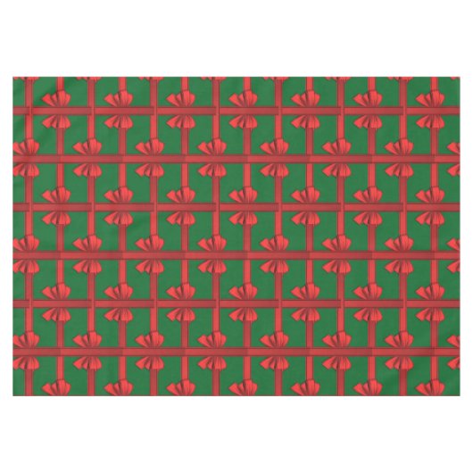 Christmas Tablecloth, Red Bow Green テーブルクロス (正面(横))