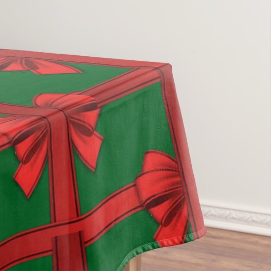 Christmas Tablecloth, Red Bow Green テーブルクロス (インサイチュ)