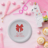 Christmas Tableware Pastel Plate | Red Bow Accent ペーパープレート (パーティー)