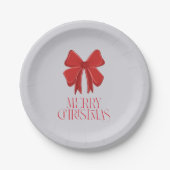 Christmas Tableware Pastel Plate | Red Bow Accent ペーパープレート (正面)