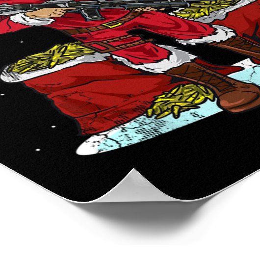 Christmas Tactical Santa Claus 2nd Amendment Gun R ポスター (角)