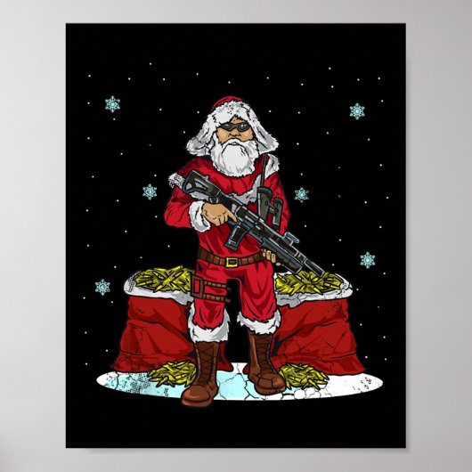 Christmas Tactical Santa Claus 2nd Amendment Gun R ポスター (正面)