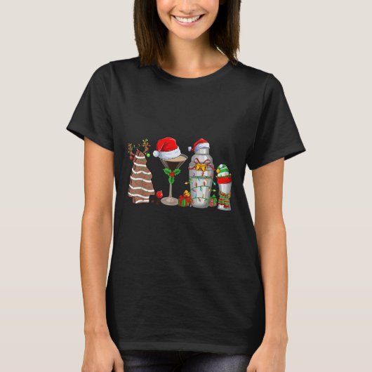 Christmas Tail Espresso Martini Drinking Party Bar Tシャツ (正面)