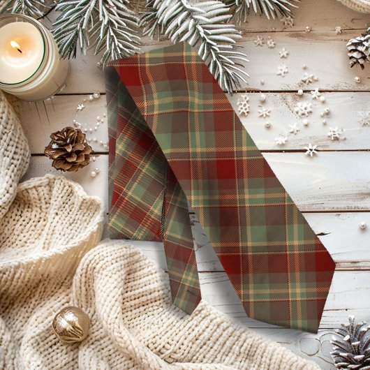 Christmas Tartan Brick Red Green ID1141A ネクタイ