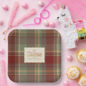 Christmas Tartan Brick Red Green ID1141A ペーパープレート (パーティー)