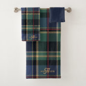 Christmas Tartan Navy Blue Green ID1141B バスタオルセット (インサイチュ)