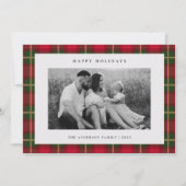 Christmas Tartan Plaid Two Sided Family Photo シーズンカード (正面)