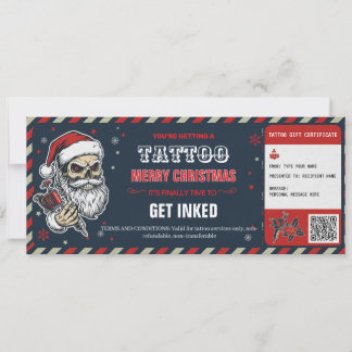 Christmas Tattoo Gift Certificate BlueCard Voucher 招待状