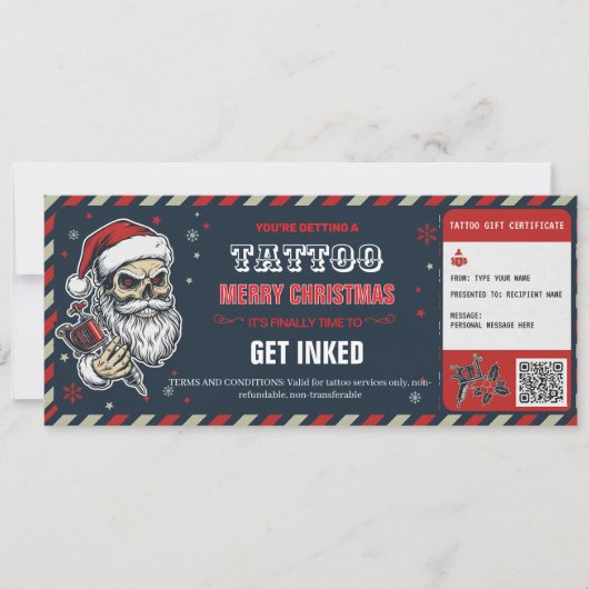 Christmas Tattoo Gift Certificate BlueCard Voucher 招待状 (正面)